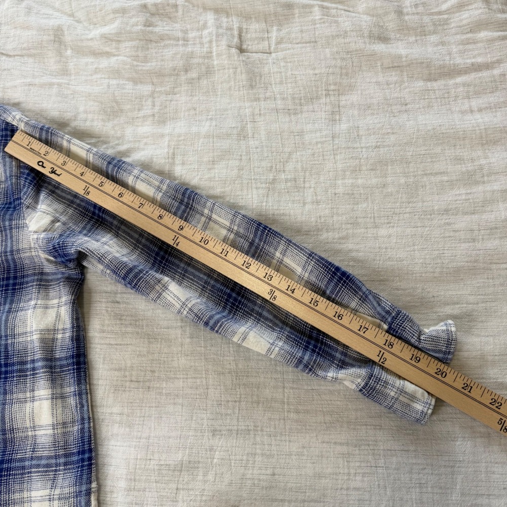 Old Navy Womens S Blue White Plaid Boyfriend Shirt Flannel Button Down 751722-14 - Picture 9 of 9